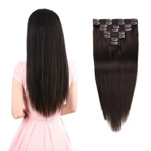 Miniatura 7 de Extensiones de cabello humano real con pinzas, 12 pulgadas, 2.89 oz, 8 piezas de extensiones de cabello Remy para mujer, color marrón medio