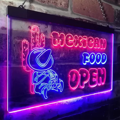 Miniatura 3 de ADVPRO Letrero de neón LED de doble color, barra de cactus de comida mexicana, azul y rojo, 12 x 8.5 pulgadas st6s32-i0101-br