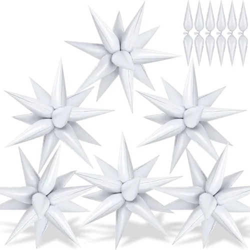 Miniatura 38 de 72 unidades de globos de estrella, grandes globos de cono de estrella metálicos de 26 pulgadas, globos de papel de aluminio de explosión colorida