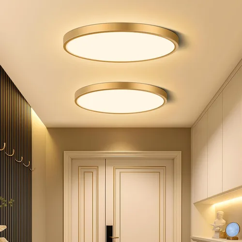 Lámpara de techo LED dorada de 9 pulgadas, 18 W, 1800 lúmenes, 3000 K, luz blanca cálida, lámpara de techo LED redonda de perfil bajo para