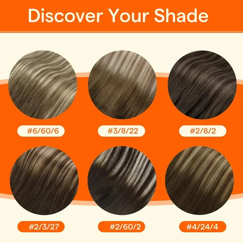 Miniatura 6 de Full Shine - Extensiones de cabello humano con punta en U, de 14 pulgadas, estilo balayage, color 3 con decoloración a rubio claro 8 y 22