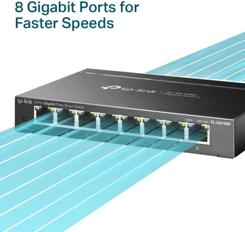 Miniatura 3 de TP-Link 8 Port Gigabit Switch Easy Smart Managed Plug & Play Lifetime Protection Desktop/ Wall-Mount Sturdy Metal w/ Shielded Ports