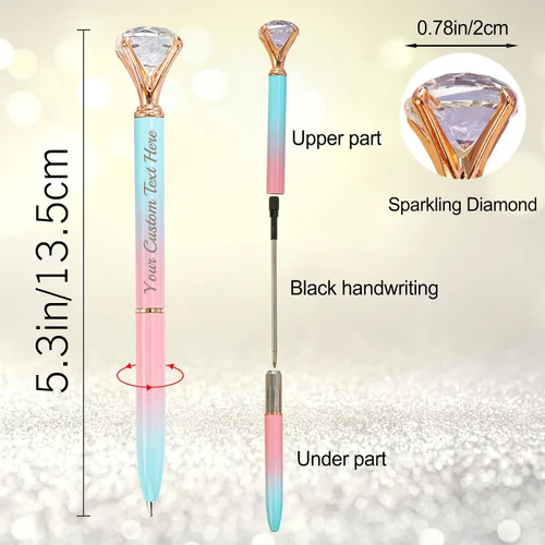 Miniatura 3 de Bolígrafos personalizados de diamantes grandes, bolígrafo de cristal grabado personalizado con logotipo de nombre, bolígrafo de lujo personalizado