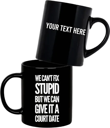 Miniatura 10 de Taza de café de cerámica con texto en inglés "We Can't Fix Stupid But We Can Give It A Court Date Lawyer, Gift To Law Estupid But We Can Give It A