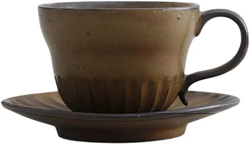 Miniatura 12 de Juego de tazas de té y platillo pequeño de cerámica de 4.1 fl oz/4 onzas, platillo de taza de café de cerámica vintage con asa, juego de tazas de té