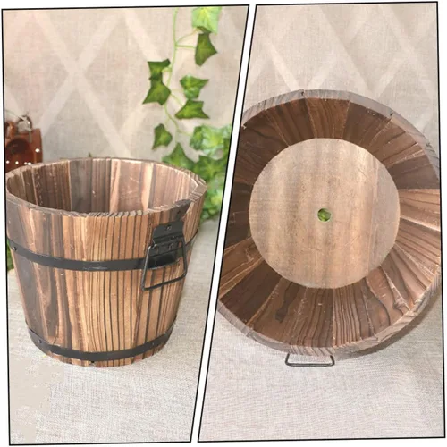 Miniatura 2 de Maceta de madera para suculentas, 3 piezas, macetero grande para suculentas, para exteriores, macetas redondas rústicas, macetas de madera rústicas