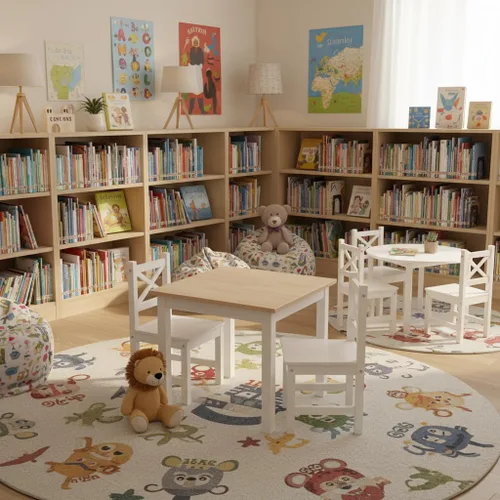 Miniatura 5 de PETIT BATEAU Juego de mesa y 2 sillas de madera maciza para niños, diseño irlandés Montessori Modern AMMEHOELA para niños de 2 a 8 años, regalo