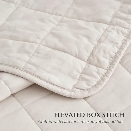 Miniatura 3 de EVERGRACEHOME Juego de Ropa de Cama Acolchado con Puntada de Caja de 100% Algodón Tamaño Queen 3 Piezas, Cobertor Lavado como Prenda Ligero Suave