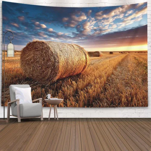 Miniatura 74 de EMMTEEY Tapiz de pared con bosque - Árbol de pino verde y niebla, arte de pared natural, 80x60 pulgadas, tapiz grande de estilo bohemio para sala