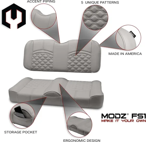 Miniatura 2 de MODZ® FS1 Custom Golf Cart Asiento delantero para Yamaha G29 Drive - [2007-2016] - [Añadir $40] - Base gris - Patrón de doble diamante