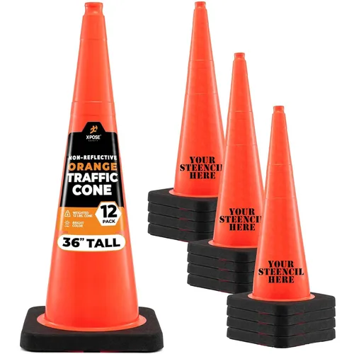 Miniatura 15 de Xpose Safety Cono de tráfico verde lima de 28 pulgadas, paquete de 4, cono de seguridad de PVC de alta calidad para estacionamiento, precaución