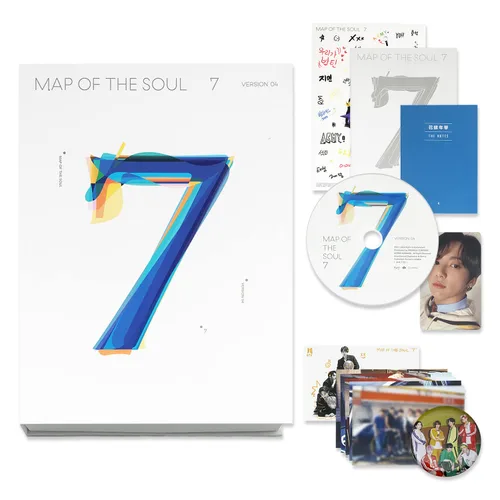 BTS Album - MAP OF SOUL : 7 [ 4 ver. ] Package + Photo Book + Lyric Book + CD + Mini Book + Photo Card + PostCard + Sticker + Coloring Paper