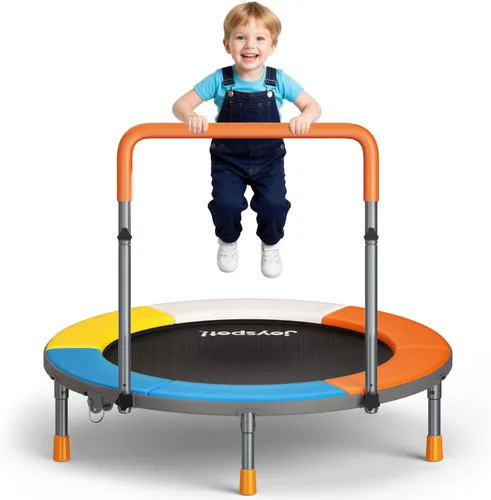 Miniatura 10 de Premium 3FT Foldable Toddler Trampoline for Kids Ages 3-6, 36 Inch ASTM Certified Mini Trampoline with Adjustable Handle, 100 lbs Capacity, Quiet