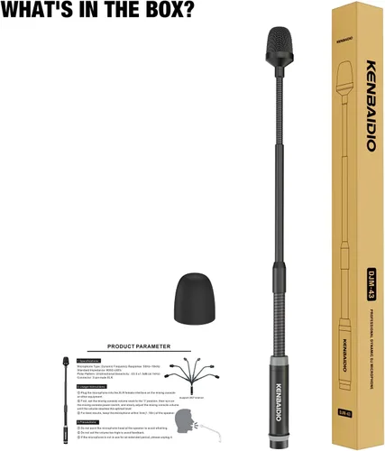 Miniatura 9 de Micrófono DJ de 17 pulgadas flexible de cuello de cisne, micrófono profesional XLR con cable dinámico Bob Barker para videoconferencia, podio