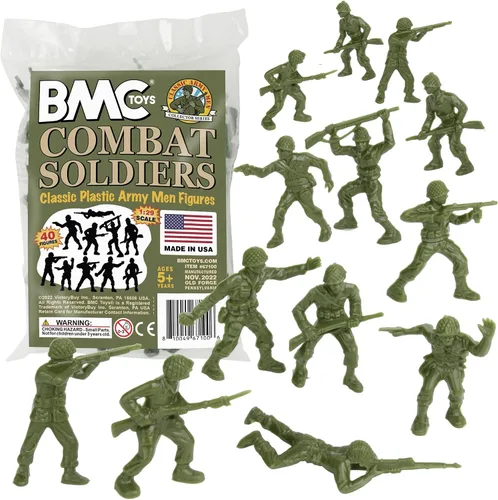 Miniatura 8 de BMC Classic Soldados de plástico del ejército – 40 piezas de soldados grises de la Segunda Guerra Mundial – Fabricado en EE. UU
