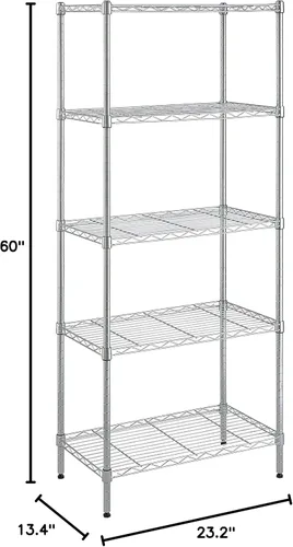 Miniatura 11 de Amazon Basics Estantería de almacenamiento ajustable de 5 estantes, (capacidad de carga de 200 libras por estante), estante de alambre organizador