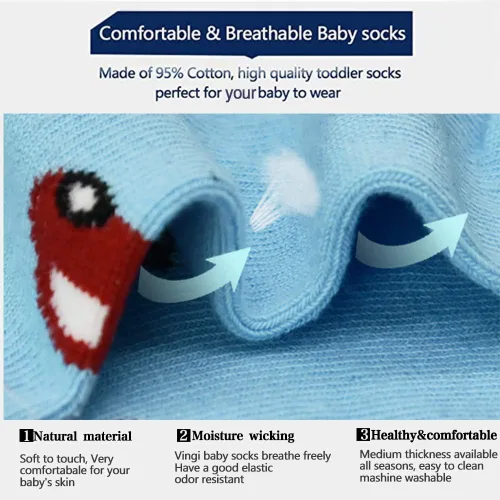 Miniatura 26 de Tphon Calcetines para niños pequeños con empuñaduras, 12 pares de calcetines antideslizantes de algodón para niños y niñas de 1 a 7 años