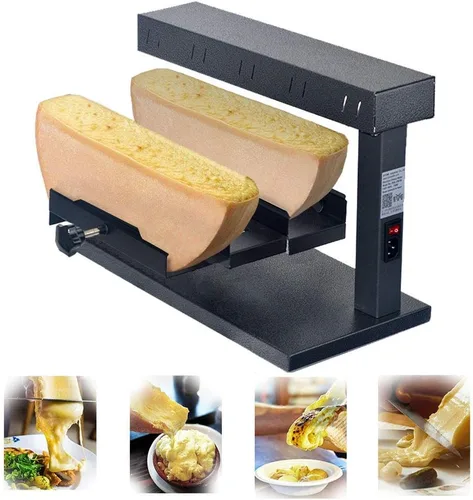 Li Bai Raclette Máquina de fusión de queso, dispensador de nachos comercial eléctrico para 2 piezas de media rueda de queso, multifunción, máquina