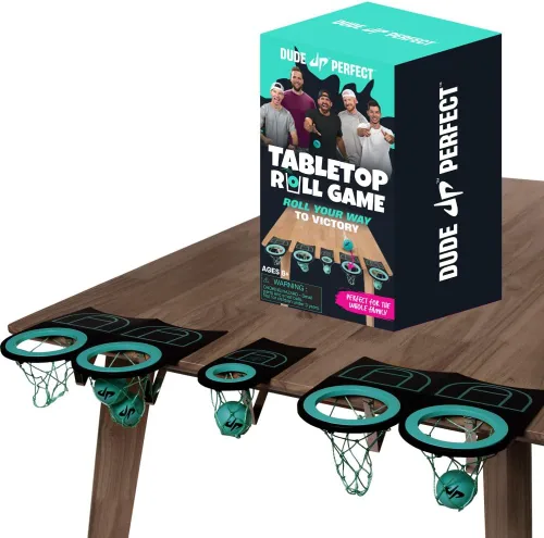 Dude Perfect Sticky Tic Tac Toe y juego de rollos de mesa | Juegos para interiores y exteriores, diversión perfecta para noches de juegos familiares