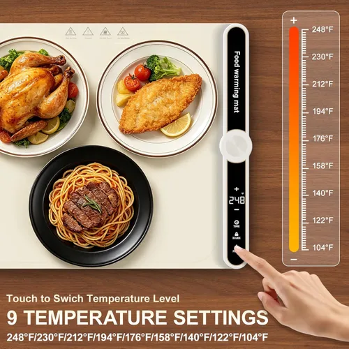 Miniatura 4 de Tapete de calentamiento pequeño para alimentos, portátil, enrollado, de silicona, para fiestas, bufé, encimera, eléctrico, para control individual