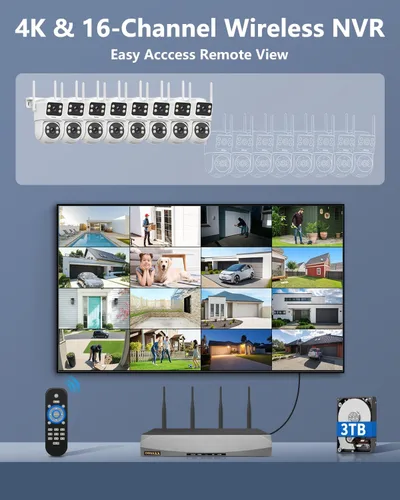 Miniatura 9 de (Audio de 2 vías y seguimiento automático) Cámara PTZ de doble lente con lente dual, cámaras exteriores para seguridad del hogar, sistema WiFi