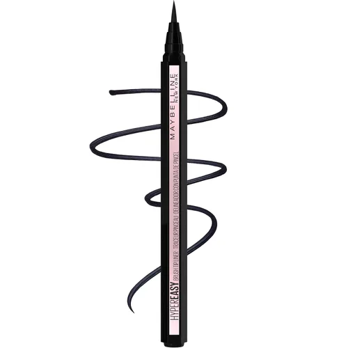 Maybelline Hyper Easy - Delineador líquido de ojos, acabado satinado, fórmula a prueba de agua, delineador de ojos, Pitch Black, 0.018 Fl.oz. -