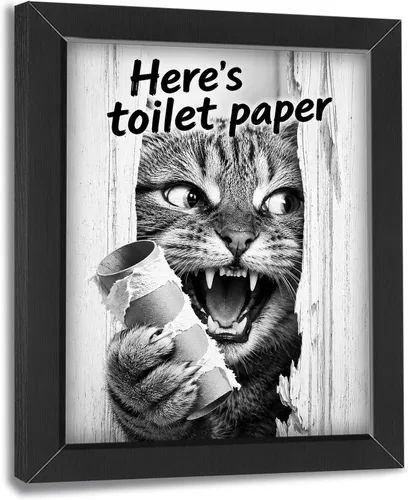 Miniatura 18 de Funny Bathroom Wall Art Framed Giraffe Bathroom Decor, Black and White Animal Canvas Print Picture Farmhouse Toilet Signs for Home Restroom, Black