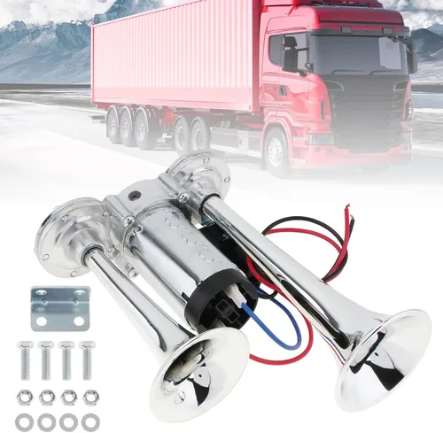 Miniatura 9 de Bocina de aire de 12V para camión, kit de bocina eléctrica súper fuerte de 600DB con doble trompeta y compresor para coches, camiones, trenes