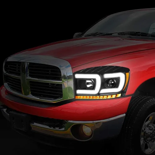 Miniatura 27 de DNA MOTORING HL-HPL-RM06-G-CH-AM LED U-Bar DRL Faros de señal de giro perseguidores compatibles con Dodge Ram 1500 06-08/Dodge Ram 2500 3500 06-09