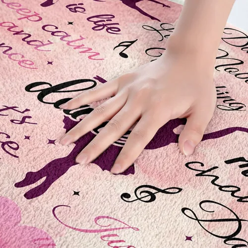 Miniatura 2 de Alfombras de baño de bailarina para niños, diseño de estrellas y corazones con notas musicales, decoración de habitación de niñas y mujeres