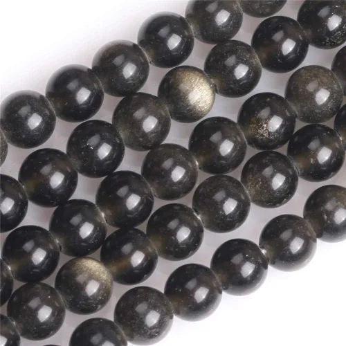 Miniatura 6 de JOE FOREMAN Cuentas de obsidiana dorada de 0.315 pulgadas para hacer joyas, piedras preciosas naturales semipreciosas, redondas de 15 pulgadas Liso