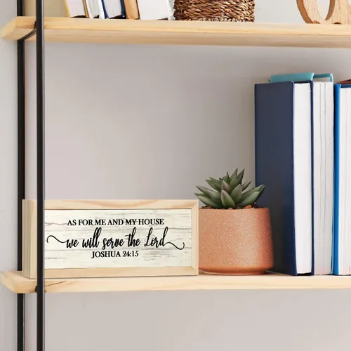 Miniatura 3 de Jetec Placas de pared de versículos bíblicos de granja, "En cuanto a mí y mi casa, serviremos al Señor" Placa de madera para decoración de pared