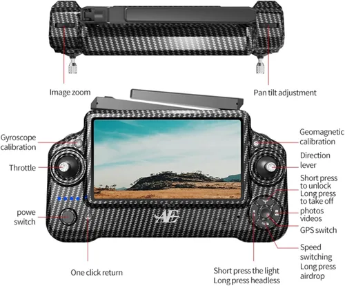 Miniatura 8 de AE60 Ultra Drones con cámara para adultos, grabación de video 4K y resolución de fotos 8K, cardán de 3 ejes, alcance de 7.5 millas, control remoto