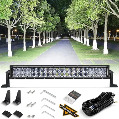 Auxbeam Barra de luz LED de 22 pulgadas de 120 W, 12000 lúmenes, impermeable, luz de trabajo todoterreno, luces de conducción, lente 5D, luz