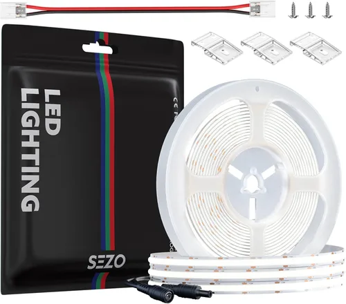 Miniatura 18 de SEZO COB - Tira de luz LED blanca cálida 2700K 16.4ft 480LEDs/M CRI90+ 24V 0.315 in Ancho 9W/m Flexible Brillante Alta Densidad Uniforme FCOB LED