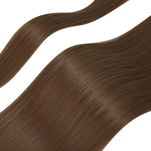 Miniatura 3 de OMGREAT Extensión de cola de caballo larga y recta de 28 pulgadas con clip de fibra sintética para mujer (castaño claro)