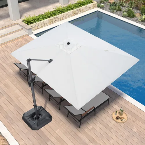 Miniatura 44 de PURPLE LEAF Sombrilla de Patio de 8 Pies para Exteriores Sombrilla Cantilever Cuadrada de Aluminio Sombrilla Offset con Rotación de 360 Grados
