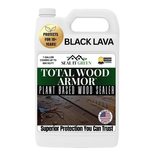 Seal It Green Extreme Total Wood Sellador Black Lava| Tinte y sellador de madera duradero en uno | Protección profunda para cubiertas, vallas,