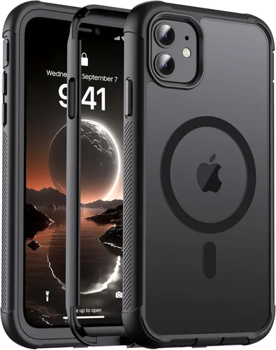 Miniatura 91 de jaroco - Funda magnética compatible con MagSafe para iPhone 11 de 6.1 pulgadas; protección de grado militar contra caídas, de doble capa