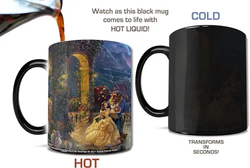 Miniatura 4 de Morphing tazas Thomas Kinkade Disney Bella y la Bestia Pintura Heat Reveal Taza de café – 11 Oz de cerámica