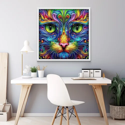 Miniatura 4 de Rompecabezas de gato para adultos, 1000 piezas, rompecabezas de arte abstracto de animales de fantasía, colorido y divertido rompecabezas de gato