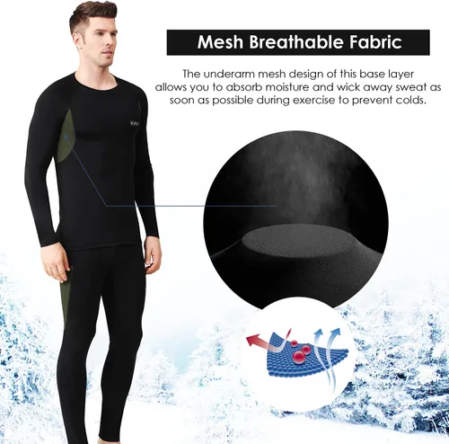 Miniatura 5 de Conjunto de ropa interior térmica para hombre con forro polar para esquí, invierno, capa base cálida para clima frío