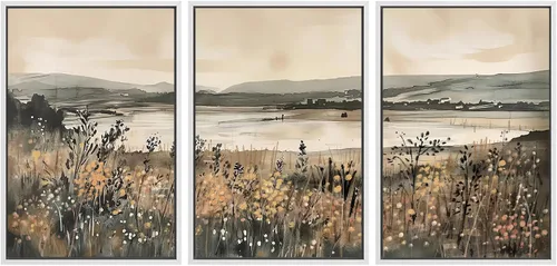 Miniatura 17 de SIGNWIN Lienzo enmarcado para pared, juego de arte dramático de cielo tormentoso, ilustraciones de paisaje nuboso Moody, arte moderno decorativo
