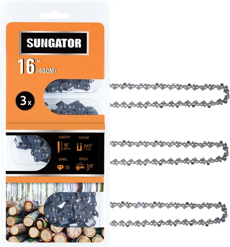 Miniatura 20 de SUNGATOR Paquete de 3 cadenas de motosierra de 8 pulgadas SG-S33, paso LP de 3/8 pulgadas, calibre 0.050 pulgadas, 33 eslabones de transmisión