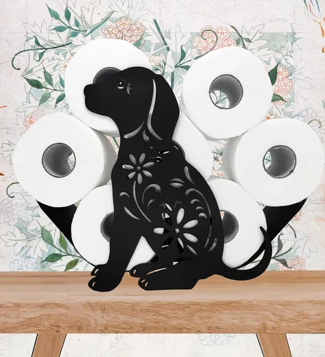 Miniatura 3 de Soporte de papel higiénico de metal negro para perros, soporte decorativo de papel higiénico, divertido organizador de papel higiénico independiente