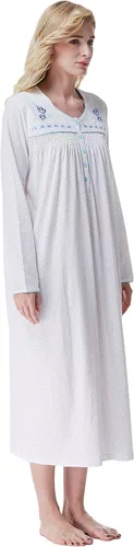 Miniatura 7 de Keyocean - Camisón para mujer, 100% algodón, suave, cálido, cómodo, ropa de dormir y descanso para otoño e invierno