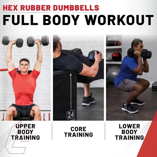 Miniatura 6 de Lifeline Mancuernas hexagonales de fitness, mancuernas hexagonales envueltas en goma, calidad premium, mango moleteado ergonómico, campanas tontas