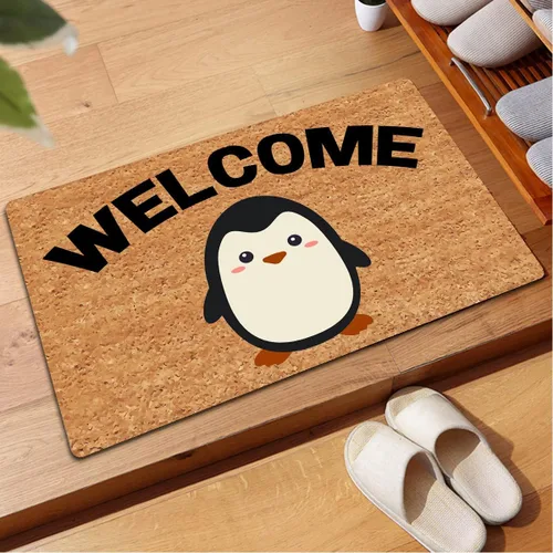Miniatura 2 de Divertida alfombra de bienvenida para entrada de interior y porche, diseño de pingüinos de bienvenida, diseño de animales, tapete para decoración