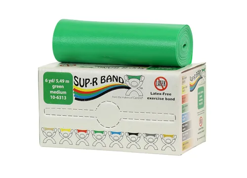 Miniatura 20 de Cando 10-6303 Sup-R Banda elástica sin látex para ejercicio, 1,5 metros, individual, resistencia media, verde