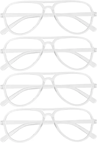 Paquete de 4 lentes de bloqueo de luz azul aviador para mujeres y hombres, anteojos transparentes para computadora vintage de los años 70, anteojos